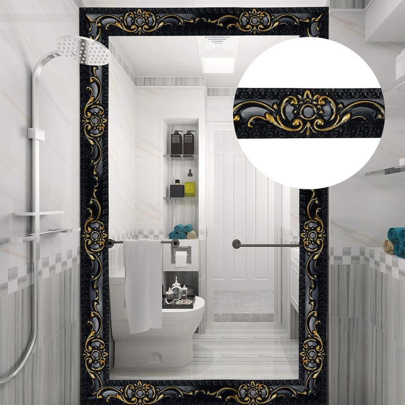 Leenevs Flexible Molding Trim Wall Trim, 16.4 Feet Self Adhesive Peel and Stick Molding Ceiling Molding, Cabinet Border, Mirror Frame Trim Wall Trim for Home Decor Wall Molding & Trim (Black and Gold) - Image 5
